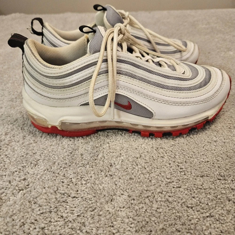 Nike Air Max 97 White Red Silver‎ 921522-111 Size 5.5Y Shoes